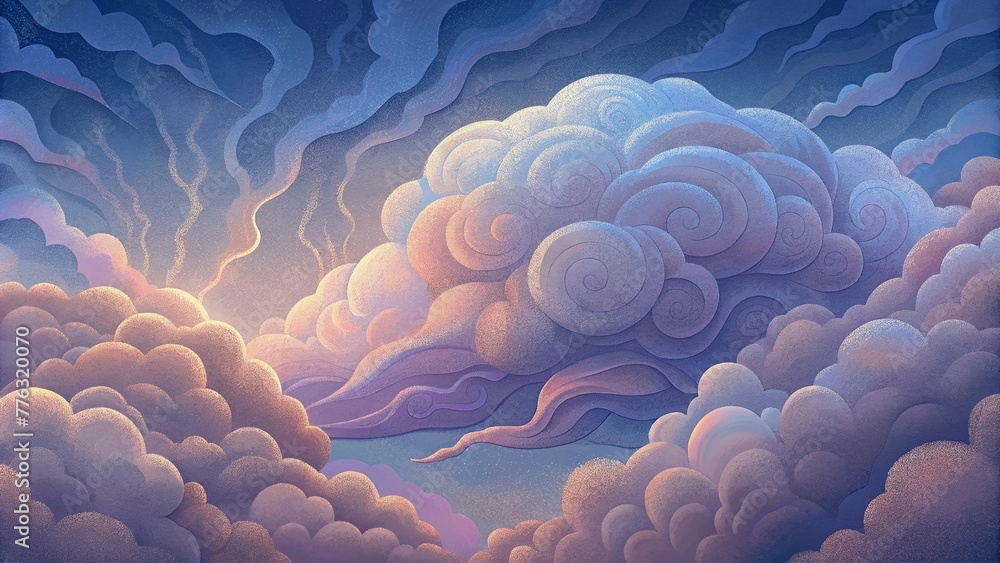 Aufkleber a turbulent sky ripples of storm clouds mixed with gentle wisps of cotton candy clouds all blending 