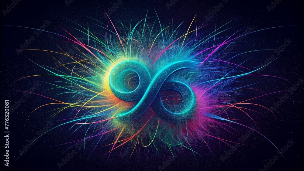 Aufkleber An explosion of neon threads bursting forth in a chaotic yet harmonious display.