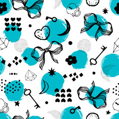 Vector hand drawn doodles seamless pattern. - 776320018