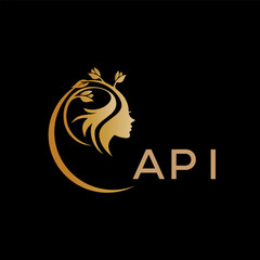 API letter logo. best beauty icon for parlor and saloon yellow image on black background. API Monogram logo design for entrepreneur and business.	
