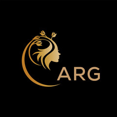 ARG letter logo. best beauty icon for parlor and saloon yellow image on black background. ARG Monogram logo design for entrepreneur and business.	
