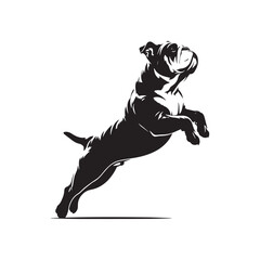 Black and white Bulldog vector silhouette , Bulldog   silhouette  in running pose, silhouettes of Pitbull running pose, jumping dog, Dog American Pit Bull Dog  jump silhouette Breeds Bundle Dogs on th