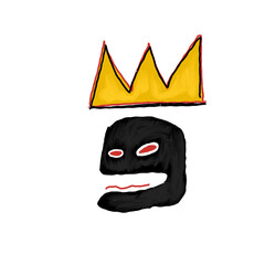 simple painting of Basquiat's skull and crown PNG