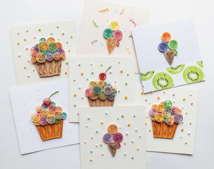 quilling cards with Paper cupcakes. Delicious Cupcakes for party, birthday. making greeting cards....