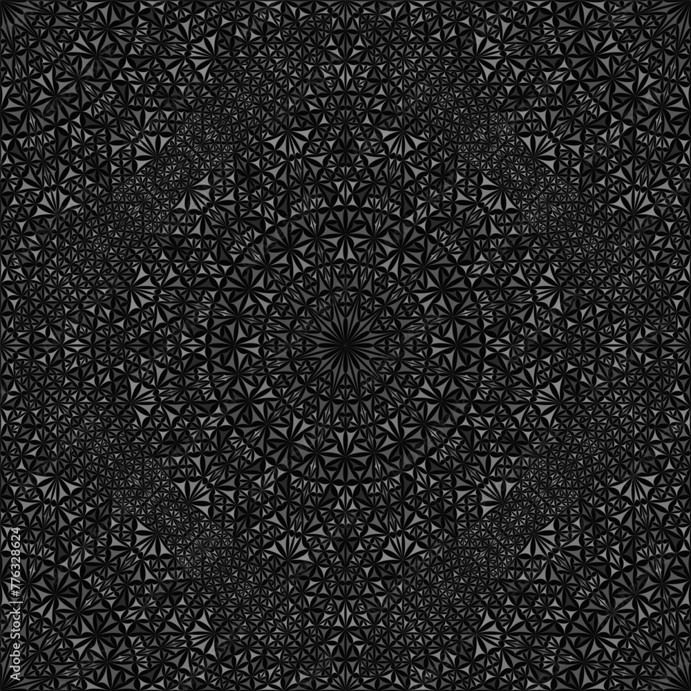 Poster oriental seamless curved triangle mandala pattern design - abstract kaleidoscope dark vector backgro
