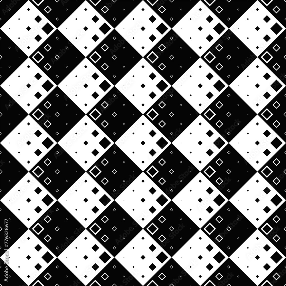 Poster black and white seamless geometrical diagonal square pattern background - monochrome repeating abstr