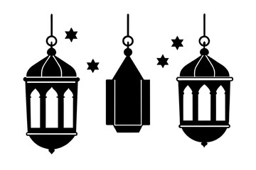 Islamic Eid lanterns silhouette vector art illustration