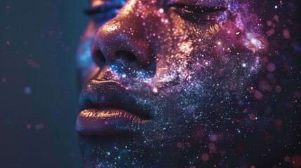 Mystical Human Face shines on the Sky in High Fashion - obrazy, fototapety, plakaty