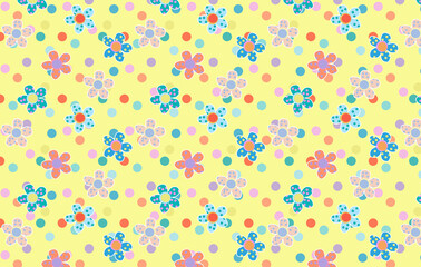 Daisies and Dots Bright Yellow Background