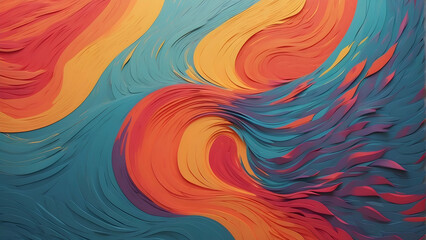 Vibrant abstract artwork with swirling patterns in red, orange, blue, and purple tones representing movement - obrazy, fototapety, plakaty