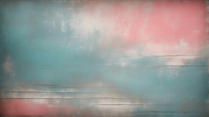 A textured background exhibiting an aged turquoise wall with distressed pink paint, reflecting a blend of shabby elegance and time-worn charm - obrazy, fototapety, plakaty