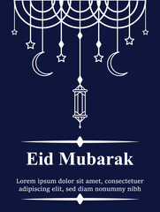 Eid Mubarak vector illustration. Eid mubarak greeting card.