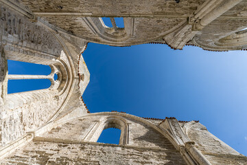 The ruin of the old abbey in the Island of Re. view from below