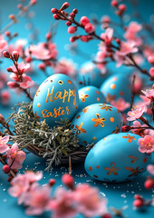 Fototapeta na wymiar Easter greeting card, Happy Easter, postal card standart 105:148, colorful post card