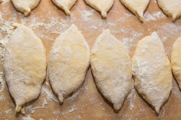 homemade raw pies fit on the table