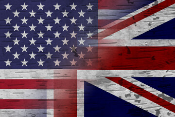  UK and USA working together with country flags