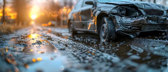 Agent successfully processes insurance claim for client following car accident. Concept Insurance Claim Process, Car Accident, Client Satisfaction, Agent Performance, Claims Approval - obrazy, fototapety, plakaty