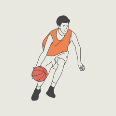 Fototapeta premium Illustration design of a basketball athlete making a movement carrying the ball to pass an opponent
