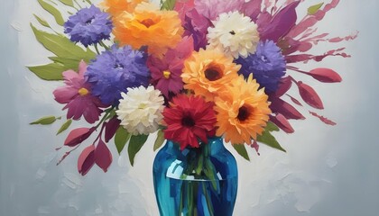 A-Still-Life-Painting-Of-A-Bouquet-Of-Fresh-Flower-
