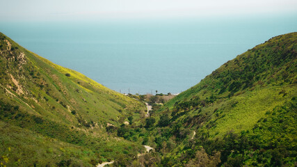 malibu ocean and hills