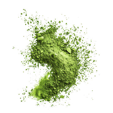Matcha green tea powder isolated transparent, Generative AI