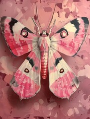 "Vibrant Pink Moth on Abstract Artistic Background"