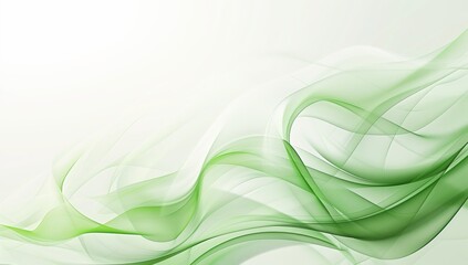 a white abstract background with green waves 