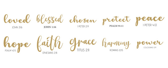 Bible Verses Bundle, Religious Scripture Prints, Christian Bundle, vector illustration	