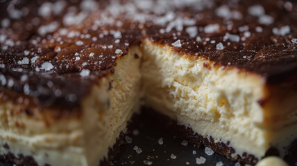 A slice of chocolate-topped cheesecake