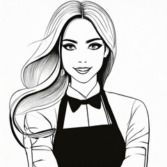 Drawing illustration of waitress 
