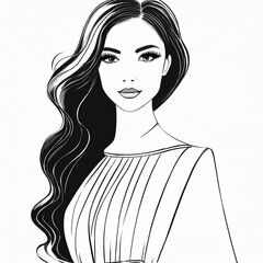 Drawing illustration portrait of beautiful woman 