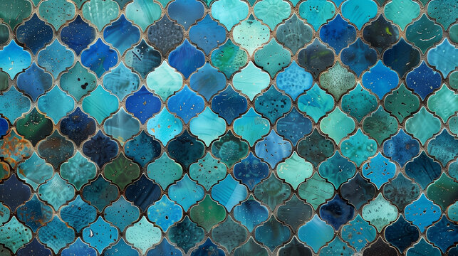 Colorful (blue and green) ceramic tile in moroccan / moorish style