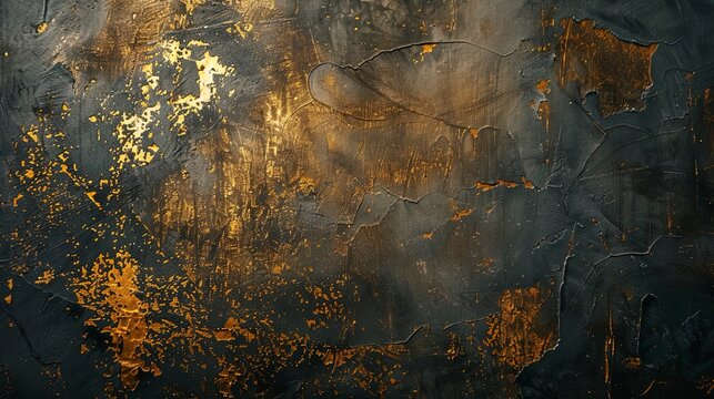 Old concrete wall with golden elements.