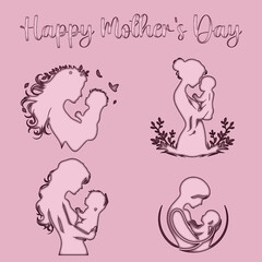 silueta  de madre con bebé en brazos
