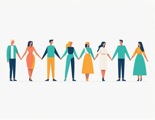 group of people holding hands illustration