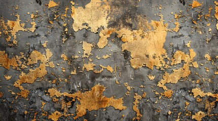 Old concrete wall with golden elements.