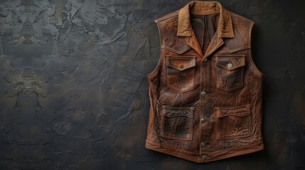 3D cowboy vest leather and vintage