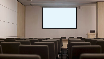 Empty conference room with screen
