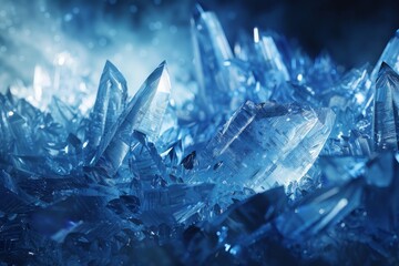 A crystalline ice texture, shimmering with light and shadow, inspired by the frozen landscapes and the crystal towers created with Generative AI Technology - obrazy, fototapety, plakaty