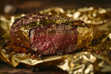 Luxury Gourmet: Gold-Leaf Topped Juicy Steak