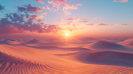 Fototapeta na wymiar Sand dunes kissed by the warm glow of sunset