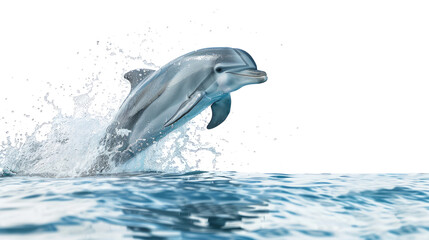 Dolphin jumping from water cutout png isolated on white or transparent background

