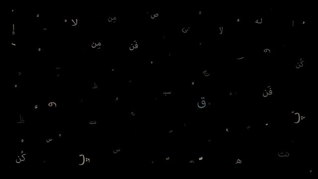 Animation of colorful arabic letters. Commercially used as background. looping animation. Arabic ornaments blinking animation. 4k quality resolution. 