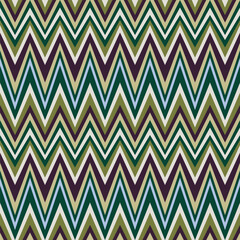 Traditional chevron design with multicolored zigzag parallel lines of various thicknesses. Geometric abstract background. Seamless repeating pattern.