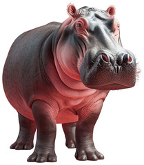 Hippopotamus Standing Against Pink Background. Transparent Background PNG