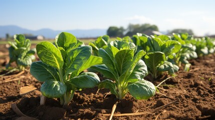 Fototapeta na wymiar lot of spinach growing on the ground white UHD Wallpaper