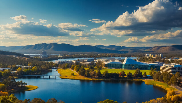magnificent panorama of the city of Canberra
