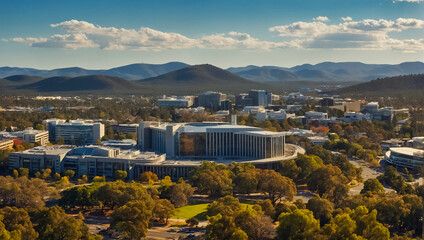 magnificent panorama of the city of Canberra - obrazy, fototapety, plakaty