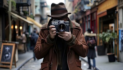 Photographer taking a street photo