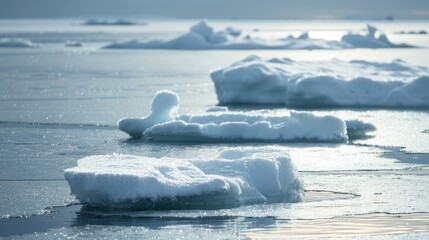 Beautiful landscape Ice sheets melting in the environment in the arctic ocean water. AI generated